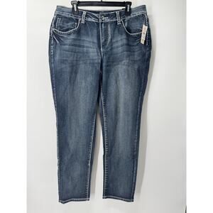 Cato Women's 16W Classic Skinny‎ Leg Jeans Embroidered Pockets Dark Wash Denim